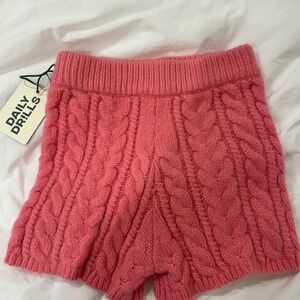Daily Drills Cable Knit Hot Pink Knit Shorts